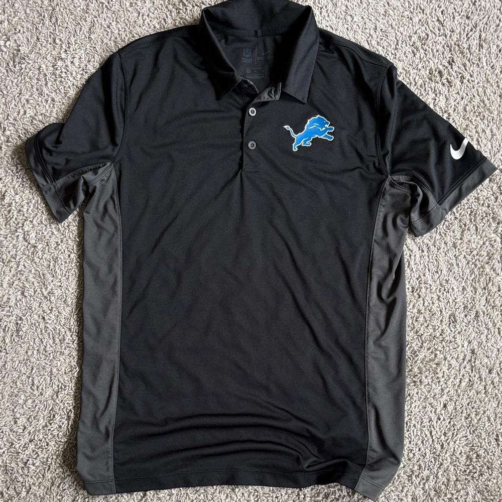 Detroit Lions Nike Men's Black and Gray Sideline Polo